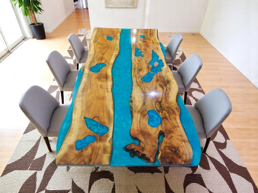 Artisanal Excellence: Handcrafted Live Edge Epoxy Table 